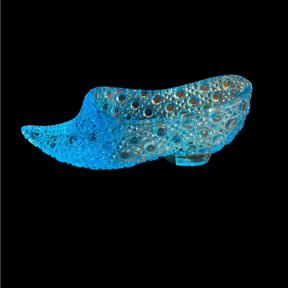 Bryce Bros 1880s Blue Turquoise Cane Glass Slipper Shoe EAPG Antique MINT - Picture 3 of 6
